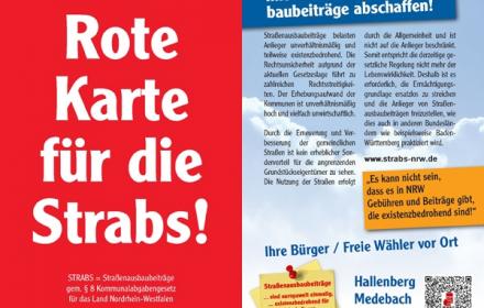 Änderung des § 8 Kommunalabgabengesetz für das Land Nordrhein-Westfalen, so dass die Rechtsgrundlage für Straßenausbau- beitragssatzungen in NRW abgeschafft wird und somit generell die Kommunen keine Ausbaubeiträge von den Anliegern fordern dürfen!